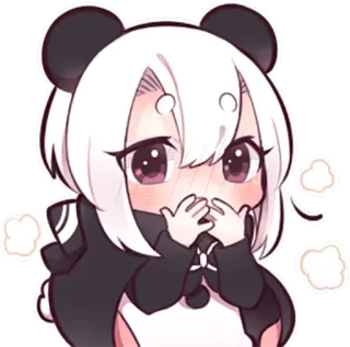 😳 anime, kawaii, cute, chibi, panda, girl, blush, cartoon telegram sticker