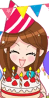 ✌️ aniversário, bolo, festa, celebração, fofo, desenho animado whatsapp sticker