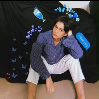 💙 I love you homme, amour, papillon, bleu telegram sticker
