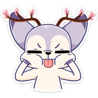 😛 Tier, Cartoon, Aufkleber, süß, Illustration, Geweih, Blumen whatsapp sticker