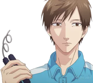 😠 anime, character, man, jumpsuit, jumping rope telegram sticker