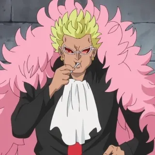 🦩 Donquixote Doflamingo One Piece อนิเมะ, ตัวร้าย, โจรสลัด, โดฟลามิงโก้, วันพีซ telegram sticker