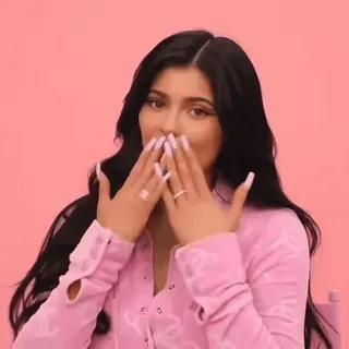 😍 Kylie Jenner person, woman, kiss, celebrity, beauty, pink whatsapp sticker