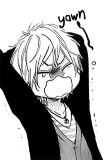😪 yawn gapen, moe, slaperig, anime, manga, tekening whatsapp sticker
