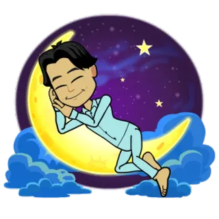 😴 sommeil, lune, étoiles, nuit, rêve, dessin animé, pyjama telegram sticker