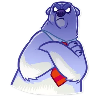 😡 oso, enojado, dibujos animados, personaje, corbata whatsapp sticker