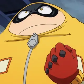 💛 Fat Gum My Hero Academia Anime, Herói, Personagem, Roupa amarela, Pose de luta, Mangá whatsapp sticker