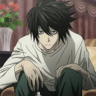😑 L Death Note Аниме, Манга, L, Death Note, Детектив, Интеллектуал, Каваий whatsapp sticker