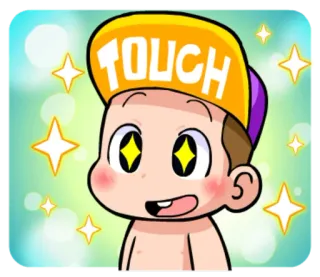 ✨ TOUCH dibujo animado, personaje, brillos, gorra telegram sticker