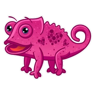 😍 Caméléon, Rose, Animal, Reptile, Dessin animé, Sticker telegram sticker