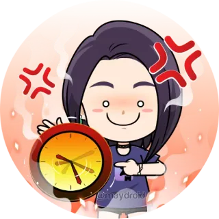 🙃 @maydroid anime, cartoon, chibi, sticker, clock, deadline, anger, annoyed telegram sticker