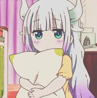 ☁️ Kanna Kamui Miss Kobayashi's Dragon Maid Anime, Smok, Słodkie, Kanna, Kanna Kamui, Kawaii, Poduszka telegram sticker