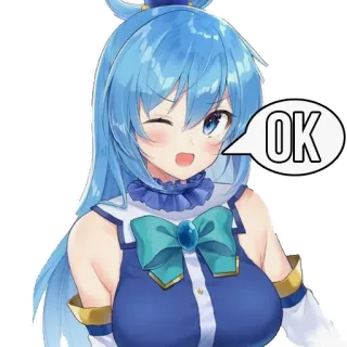 👍 Aqua KonoSuba OK Anime, Gadis, Karakter, Imut, Berkedip, Ok, Konosuba telegram sticker
