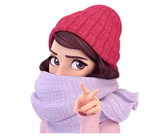 😠 invierno, mujer, sombrero, bufanda, lindo, chica telegram sticker
