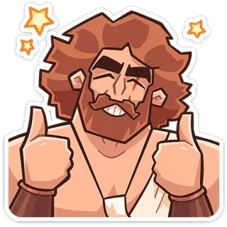 👍 thumbs up, positive, approval, happy, man, cartoon, bearded telegram sticker