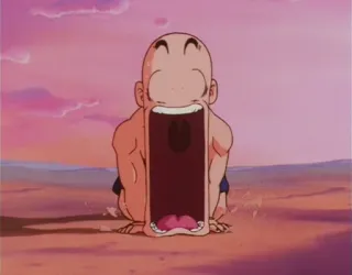 😨 Krillin Dragon Ball Z anime, dragon ball z, krillin, funny, cartoon, meme telegram sticker