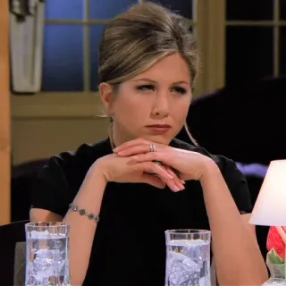 🤨 Rachel Green Friends programma tv, sarcastico/a, infastidito/a, donna, sitcom telegram sticker