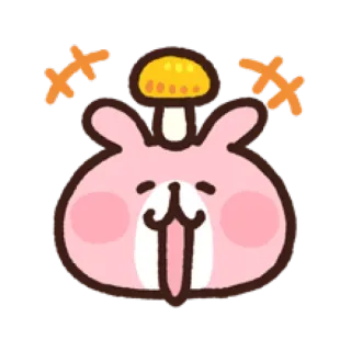 😝 Hase, Kaninchen, Tier, Cartoon, Niedlich, Pilz, Kawaii telegram sticker