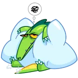 😪 SR dormindo, sono, desenho animado, réptil, animal, cansado telegram sticker