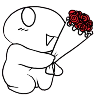 ❤ Dessin animé, Mignon, Rouge, Roses, Bouquet, Romantique telegram sticker