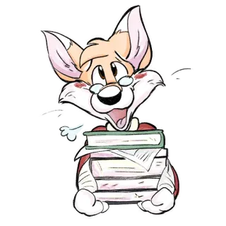 📖 fuchs, bücher, cartoon, brille, lesen, bildung telegram sticker