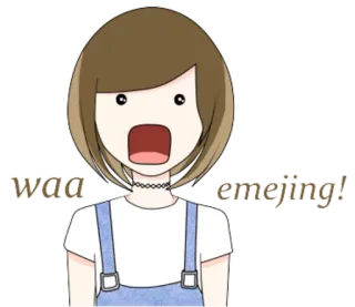 😱 waa emejing! fille, surpris, dessin animé, exclamation, mignon telegram sticker