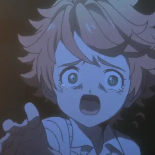 😓 Emma The Promised Neverland anime, przestraszony, płacz, The Promised Neverland, Emma, manga telegram sticker