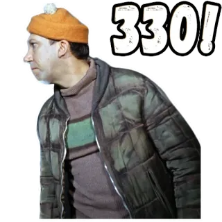 😎 330! man, winter hat, jacket, looking, number, sticker telegram sticker