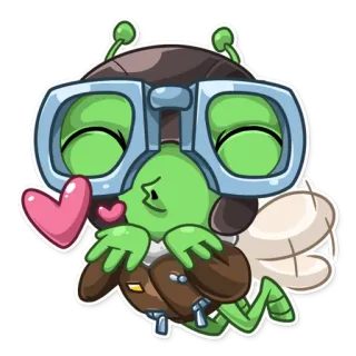 😘 desenho animado, piloto, amor, inseto, beijo, aviação telegram sticker