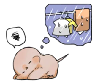 😔 Souris, Rêver, Lessive, Dessin animé, Mignon, Animal telegram sticker