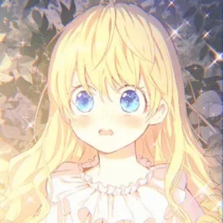 🌨️ Fille anime, Personnage de dessin animé, Cheveux blonds, Yeux bleus, Mignon, Étincelle, Fille, Anime whatsapp sticker
