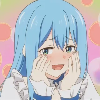 😅 Anime, Lucu, Malu, Gadis, Rambut biru muda, Gadis anime telegram sticker