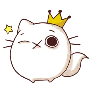 ⭐️ cat, sticker, cute, kawaii, wink, crown whatsapp sticker