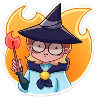 🔥 Hexe, Magie, Cartoon, Zauberer, Fantasy, Zauberspruch telegram sticker