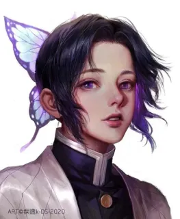 🖤 Shinobu Kocho Demon Slayer ART@k-DS-2020 Аниме, Портрет, Цифровое искусство, Иллюстрация, Шинобу Кочо, Клинок, рассекающий демонов whatsapp sticker