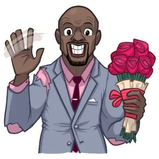 🌹 man, bloemen, rozen, cartoon, groet, feest telegram sticker