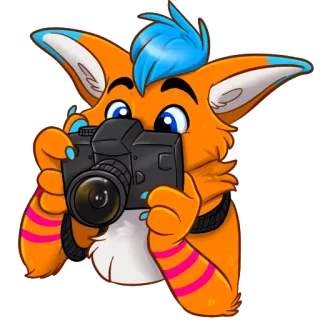 📸 renard, furry, appareil photo, dessin animé, animal, mignon whatsapp sticker