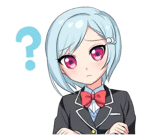 😕 anime girl, question mark, uncertain, manga, character, cartoon, cute, school uniform telegram sticker