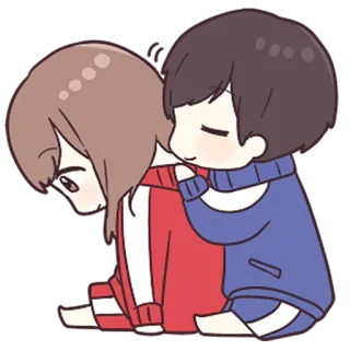 💙 cartoon, couple, hug, love, relationship, affection whatsapp sticker