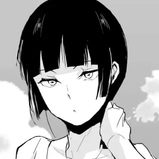 ❓ Anime, Garota, Preto e branco, Mangá telegram sticker