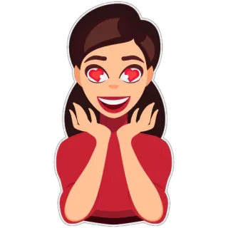 😍 kobieta, miłość, kreskówka, czułość, oczy w serca, szczęśliwy whatsapp sticker