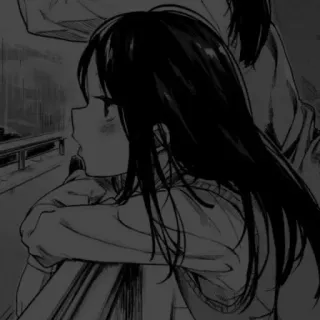 📎 Anime, Garota, Triste, Mangá, Desenho, Ilustração telegram sticker