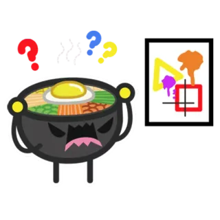 😣 marah, mangkok, tanda tanya, bingung, coretan, kartun whatsapp sticker