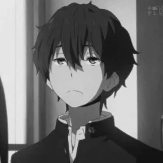 🕸 Anime, Menino, Uniforme, Preto e branco, Desenho animado, Mangá telegram sticker