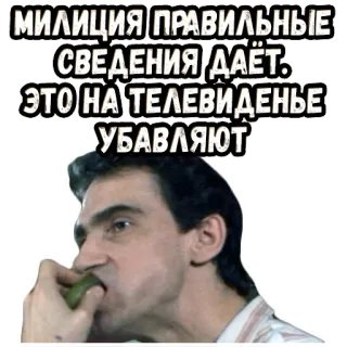 🤨 МИЛИЦИЯ ПРАВИЛЬНЫЕ СВЕДЕНИЯ ДАЁТ. ЭТО НА ТЕЛЕВИДЕНЬЕ УБАВЛЯЮТ russo, meme, citazione, polizia, televisione telegram sticker