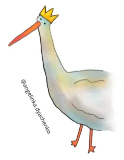 😎 @angelinka.a.dyachenko 새, 왕관, 동물, 스티커, 미술, 일러스트 telegram sticker
