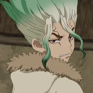 🔬 Ishigami Senku Dr. Stone Аниме, Ученый, Интеллектуальный, Зеленые волосы, Доктор Стоун whatsapp sticker