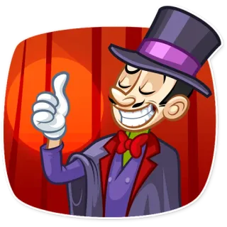 👍 魔术师, 高帽, 卡通, 魔法, 舞台, 点赞 telegram sticker