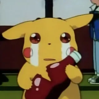 ⚡️ Pikachu Pokemon pokemon, pikachu, piangere, bottiglia, anime telegram sticker