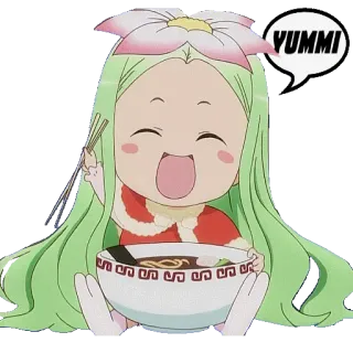🍔 YUMMI anime, chibi, cute, ramen, eating, food, manga telegram sticker